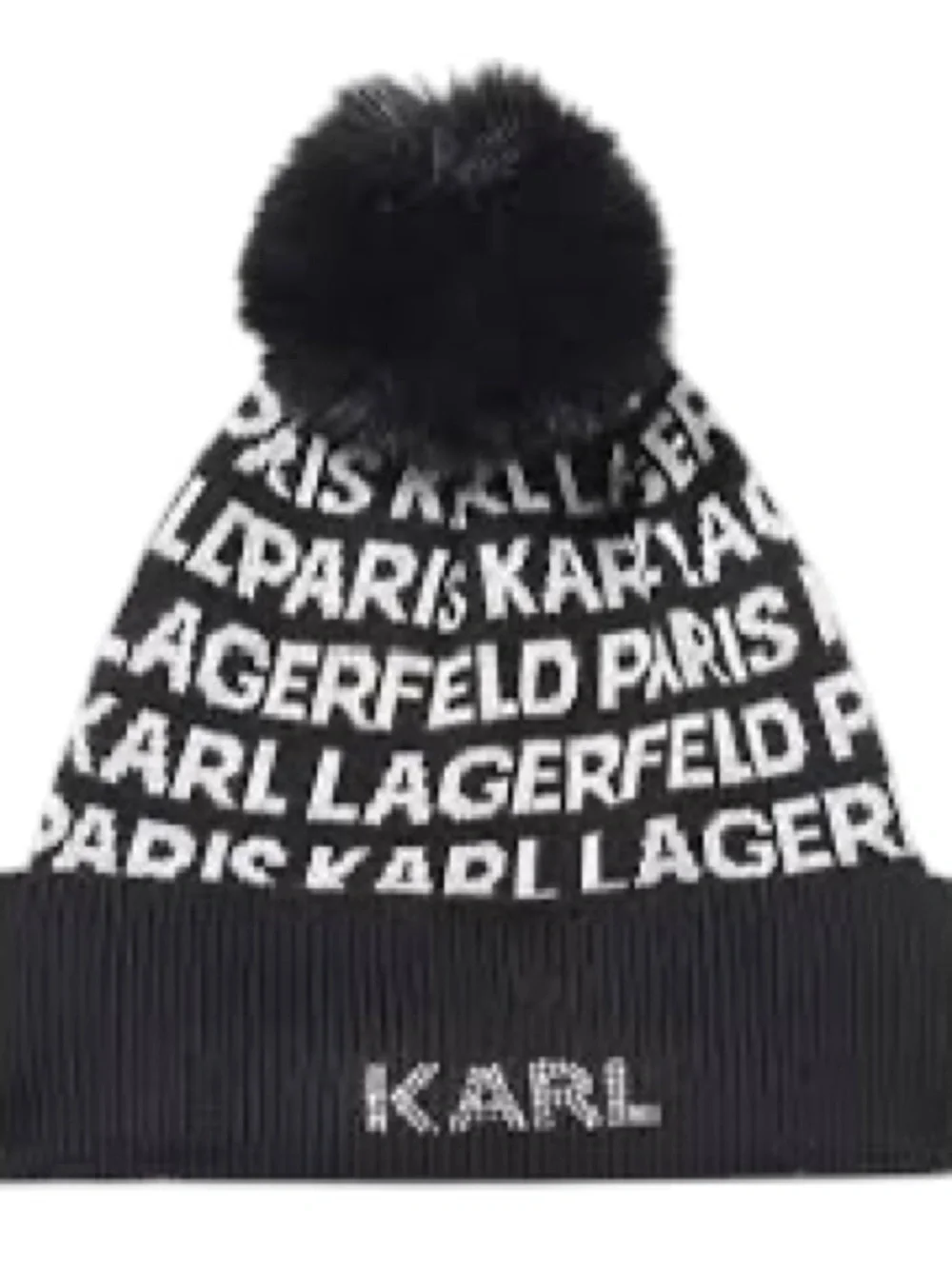 NEW Karl Lagerfeld Black Knit Beanie & Gloves with Crystal 'KARL' Accent SET 🖤